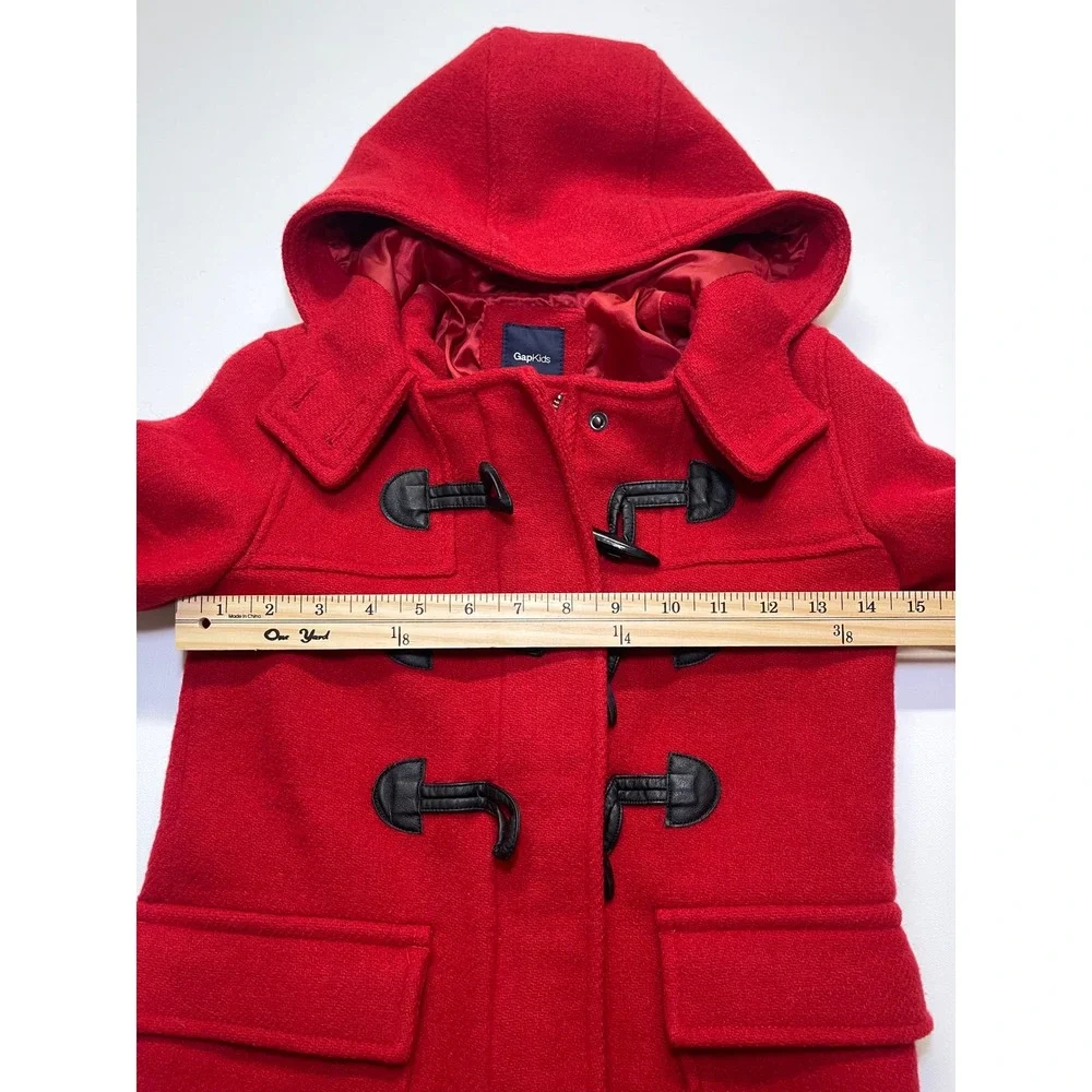 GAP Kids Red Wool Blend Hooded Duffle Coat Toggle Jacket Size S 6-7 GK98